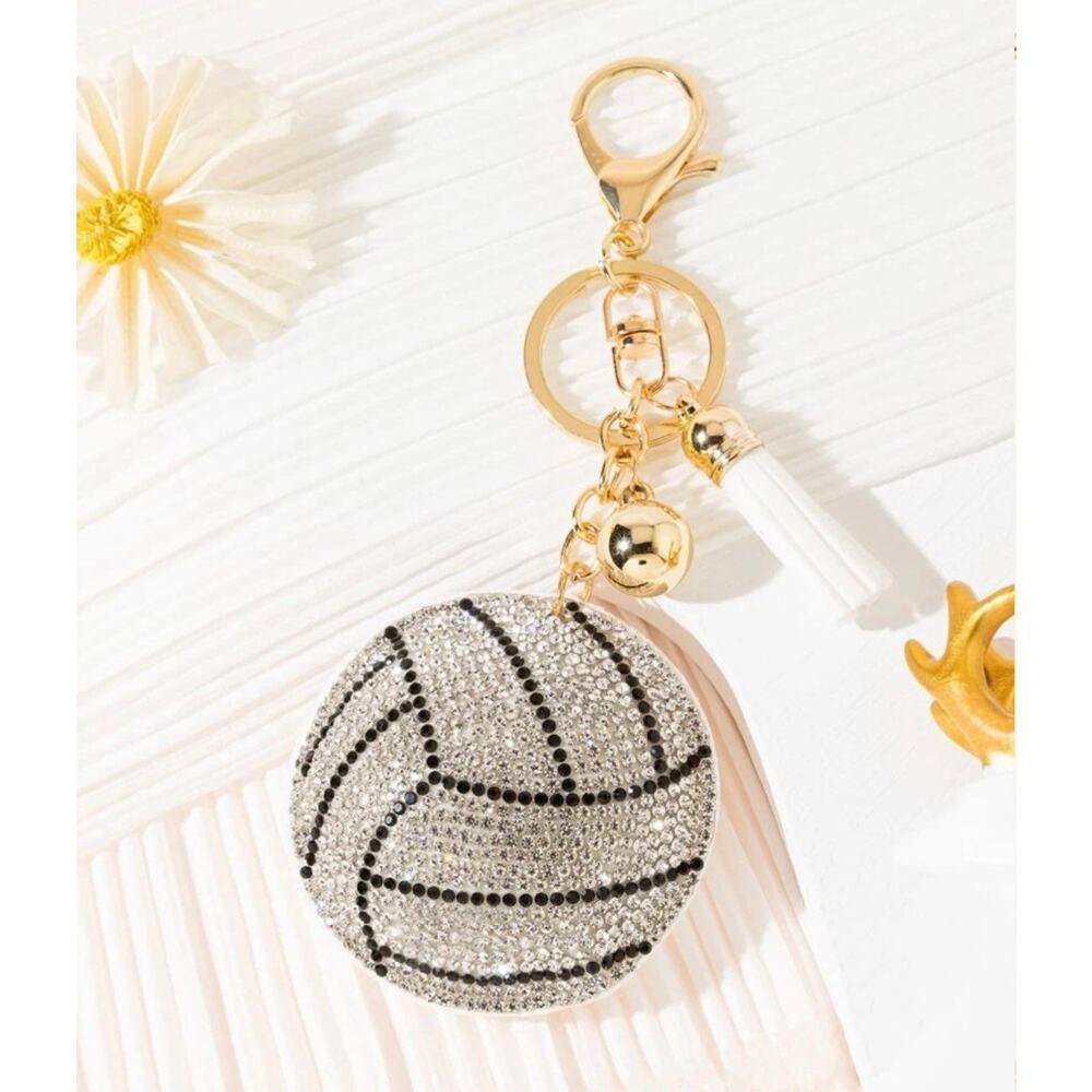 Volleyball Crystal Keyring with tassel